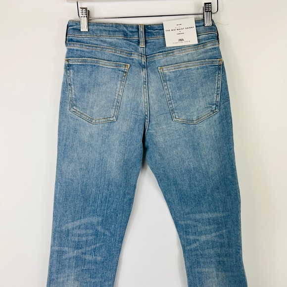 ZARA Long Denim Jeans Mid Waist 2 (34) NWT - Picture 5 of 11